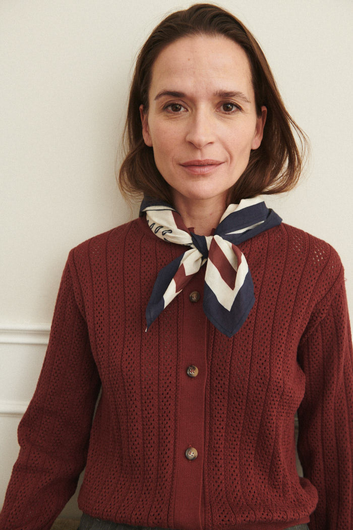 Basic Apparel Lorri Scarf Scarfs 834 Sky captain / Bordeaux truffle / birch